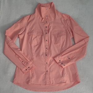 Duluth Trading Co Womens Utility Jacket Shirt Pink Small Lightweight Snap Front